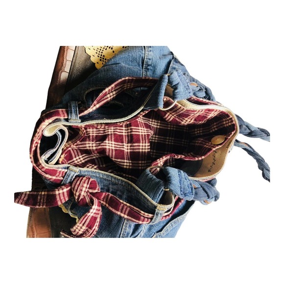 Upcycled Denim Blue Jean Purse Handbag Handmade Lace Faux Leather Levi's - Picture 4 of 6